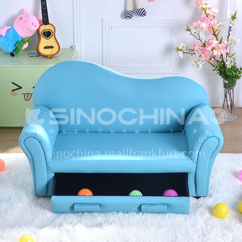 BF-Children's wooden frame structure, high-density sponge with drawers, fashionable curved back sofa